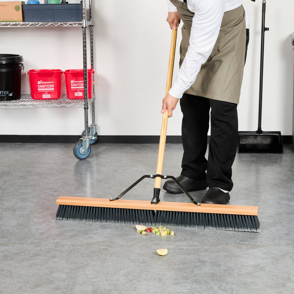 Clean Tek Professional 36" Hardwood Contractor / Push Broom Head - with Medium Flagged Bristles - 1 count box