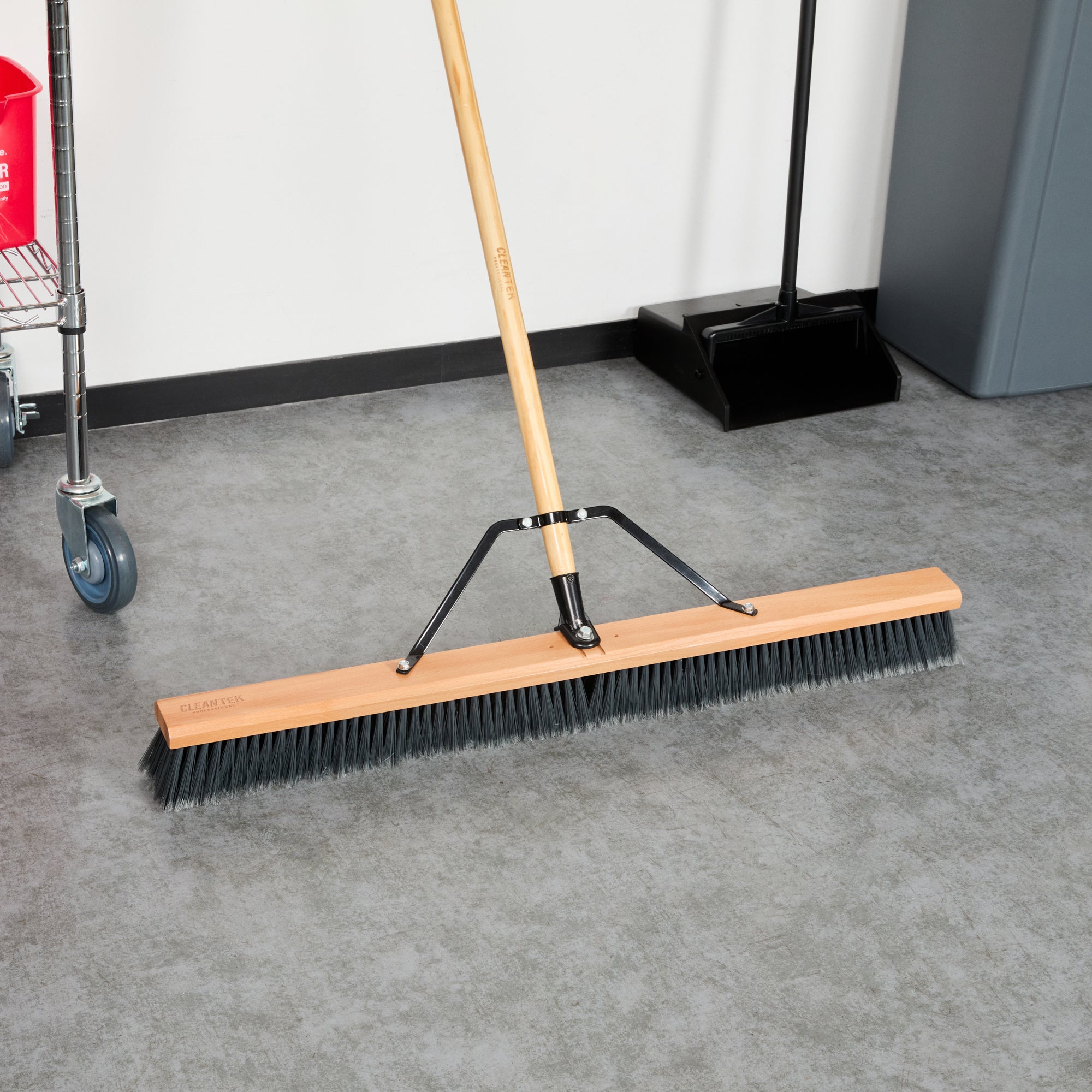 Clean Tek Professional 36" Hardwood Contractor / Push Broom Head - with Medium Flagged Bristles - 1 count box