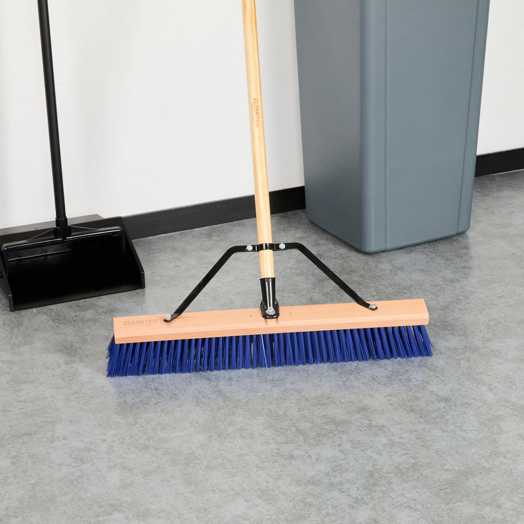 Clean Tek Professional 24" Hardwood Contractor / Push Broom Head - with Heavy Flagged Bristles - 1 count box