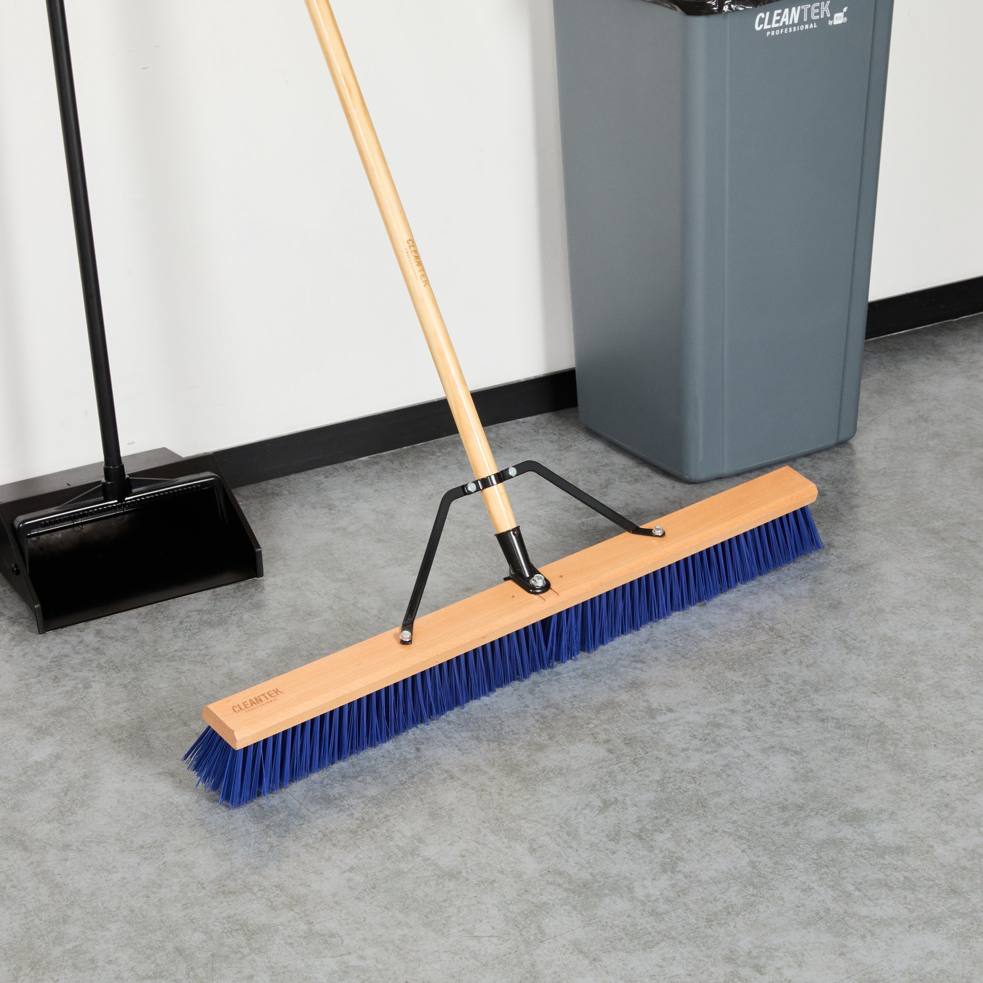 Clean Tek Professional 36" Hardwood Contractor / Push Broom Head - with Heavy Flagged Bristles - 1 count box
