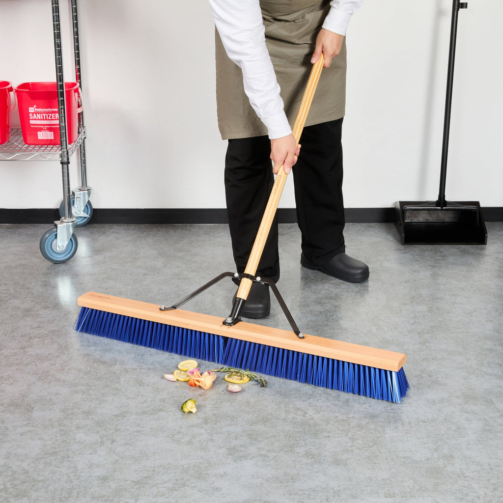Clean Tek Professional 36" Hardwood Contractor / Push Broom Head - with Heavy Flagged Bristles - 1 count box