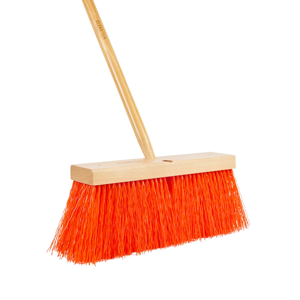 Clean Tek Professional 16" Hardwood Street / Push Broom Head - with Heavy Unflagged Bristles - 1 count box