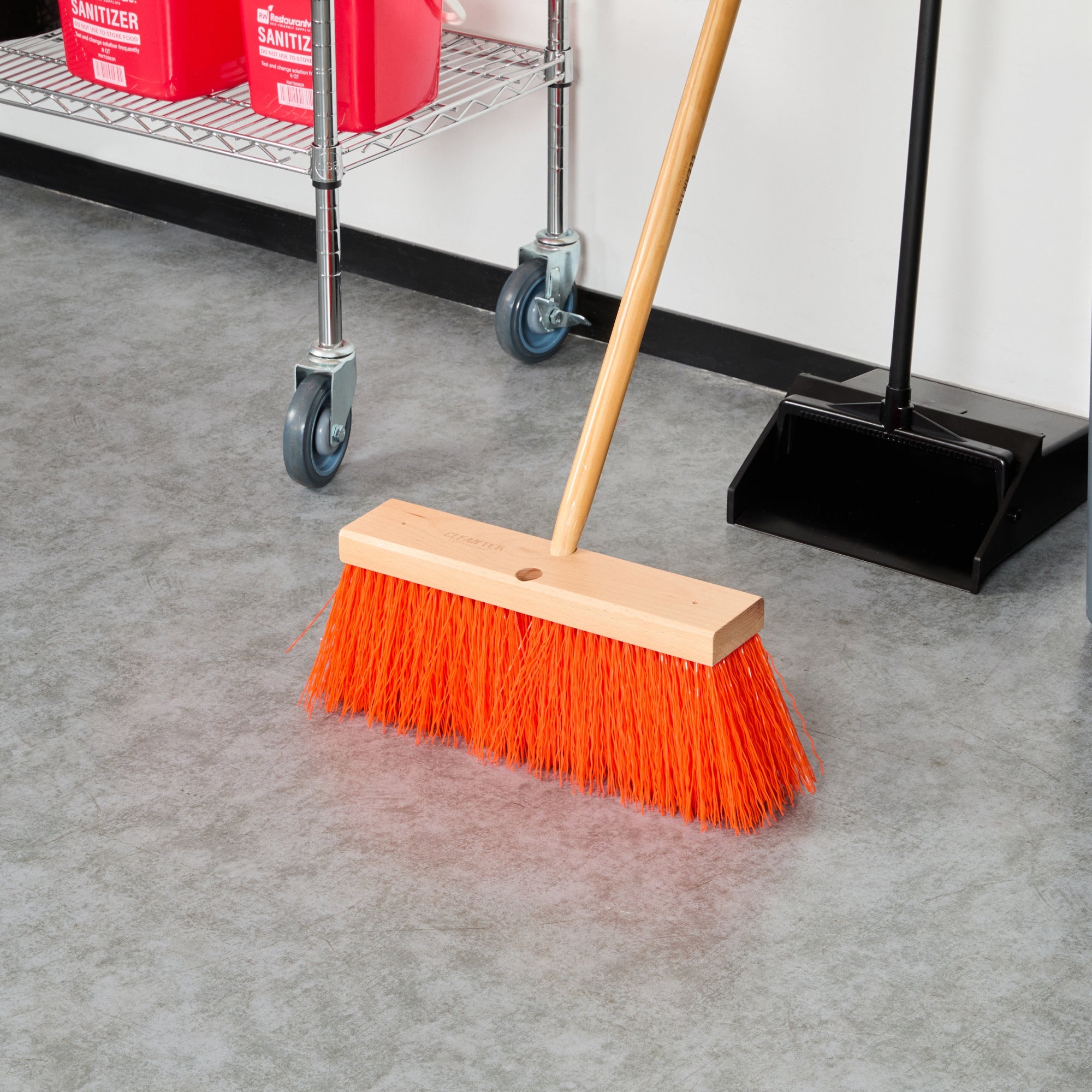 Clean Tek Professional 16" Hardwood Street / Push Broom Head - with Heavy Unflagged Bristles - 1 count box