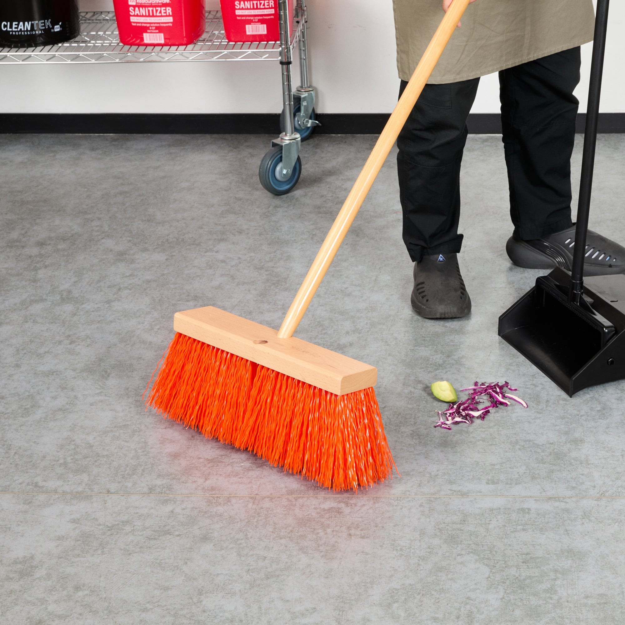 Clean Tek Professional 16" Hardwood Street / Push Broom Head - with Heavy Unflagged Bristles - 1 count box