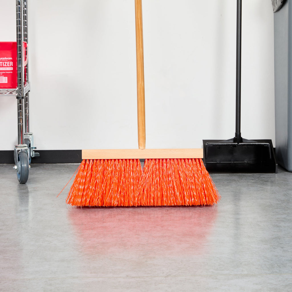 Clean Tek Professional 16" Hardwood Street / Push Broom Head - with Heavy Unflagged Bristles - 1 count box