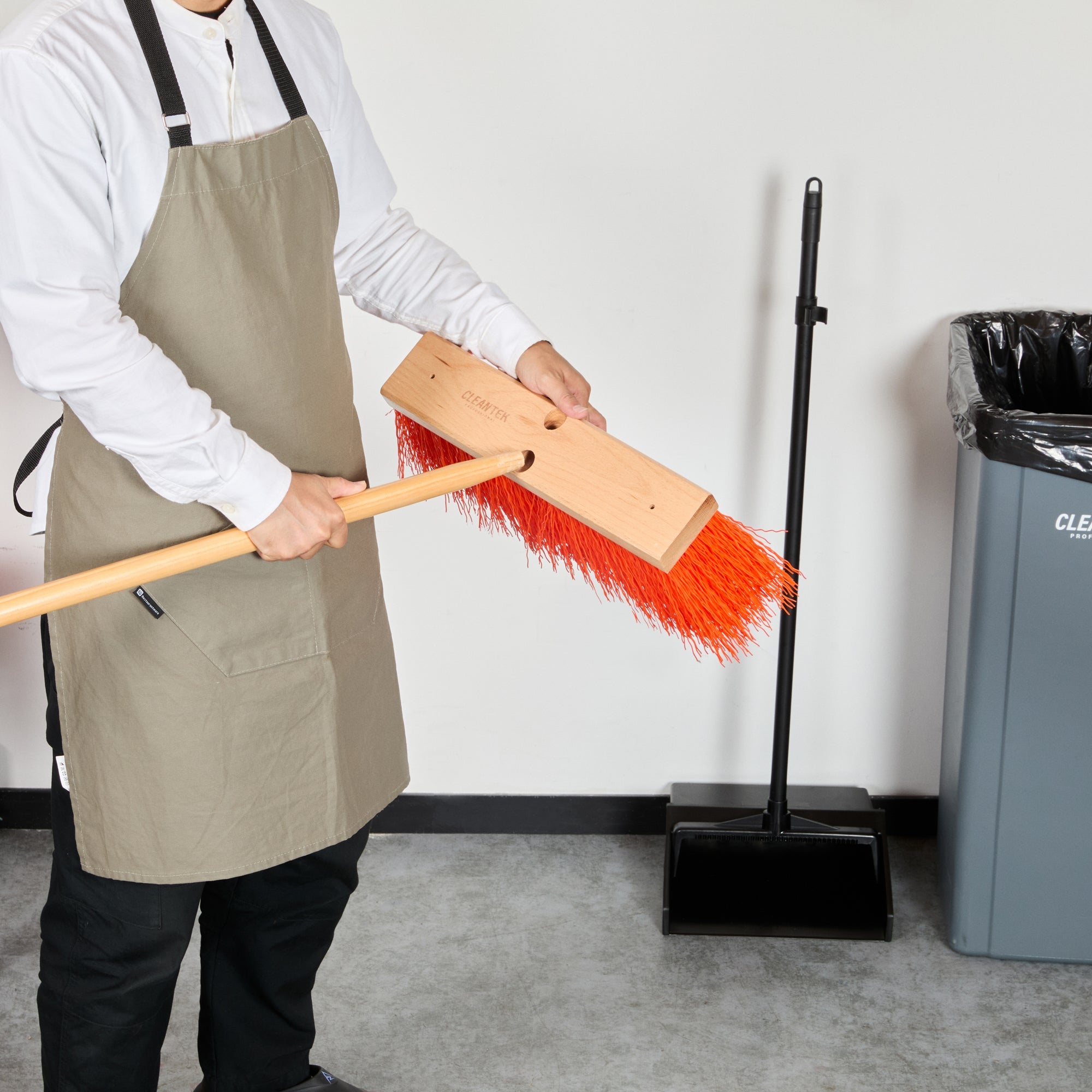 Clean Tek Professional Wood Tapered Push Broom Handle - 59" - 1 count box