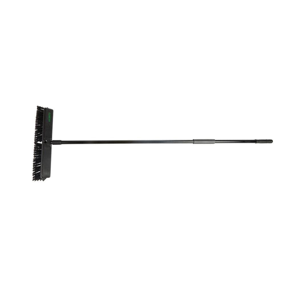 Clean Tek Professional 17 1/4" Black Plastic Push Broom - with Fine Flagged Bristles, 59" Steel Handle - 1 count box