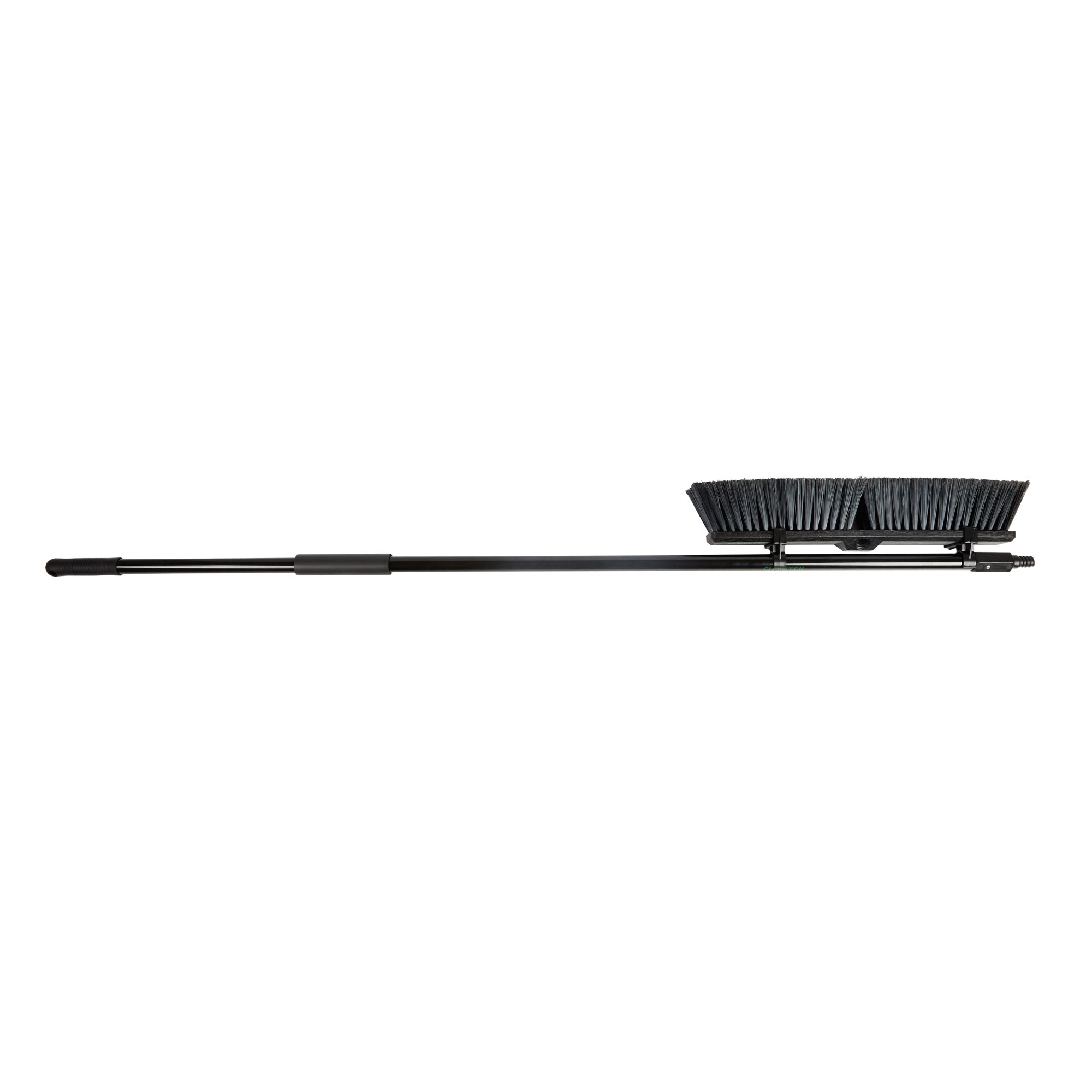 Clean Tek Professional 17 1/4" Black Plastic Push Broom - with Fine Flagged Bristles, 59" Steel Handle - 1 count box