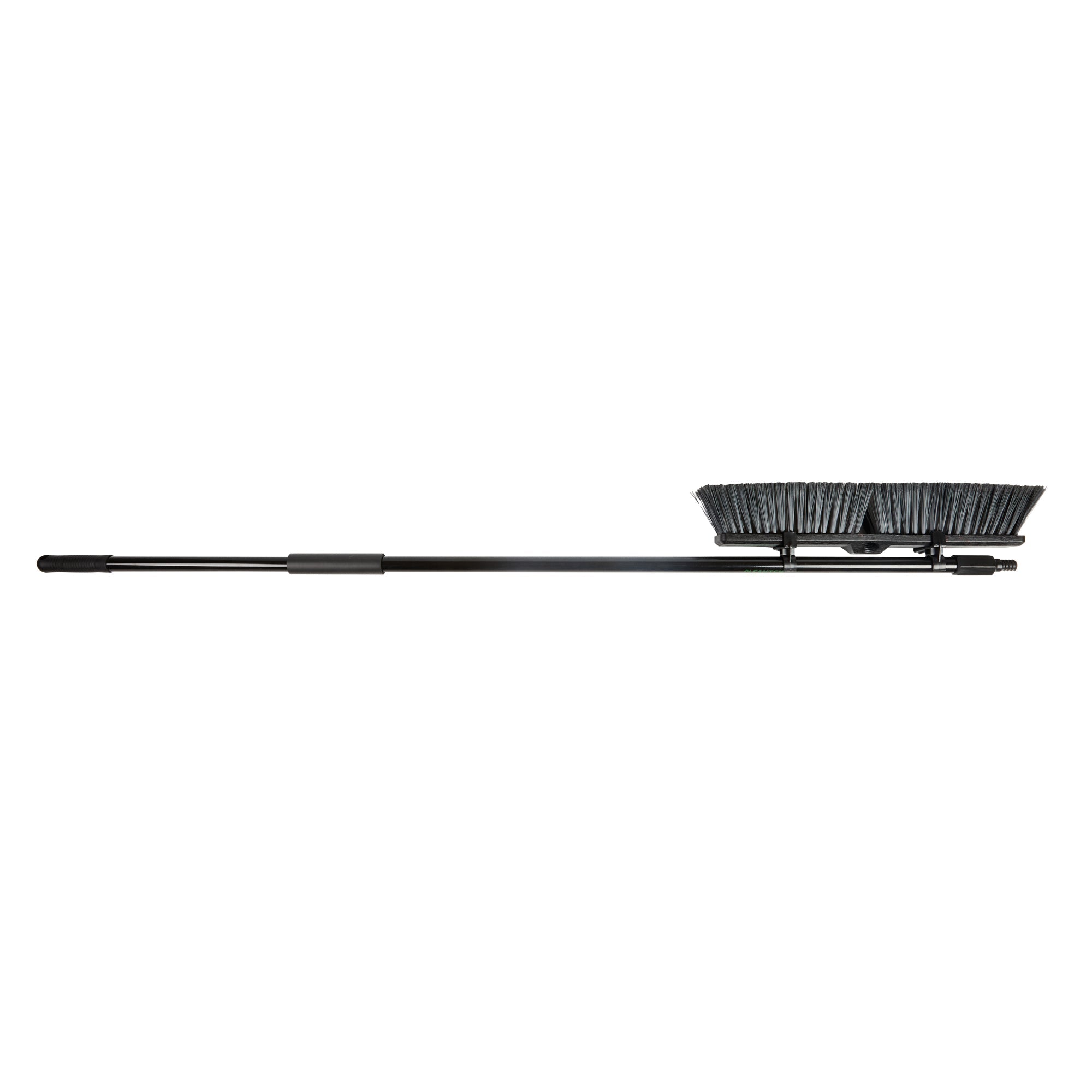 Clean Tek Professional 17 1/4" Black Plastic Push Broom - with Medium Flagged Bristles, 59" Steel Handle - 1 count box