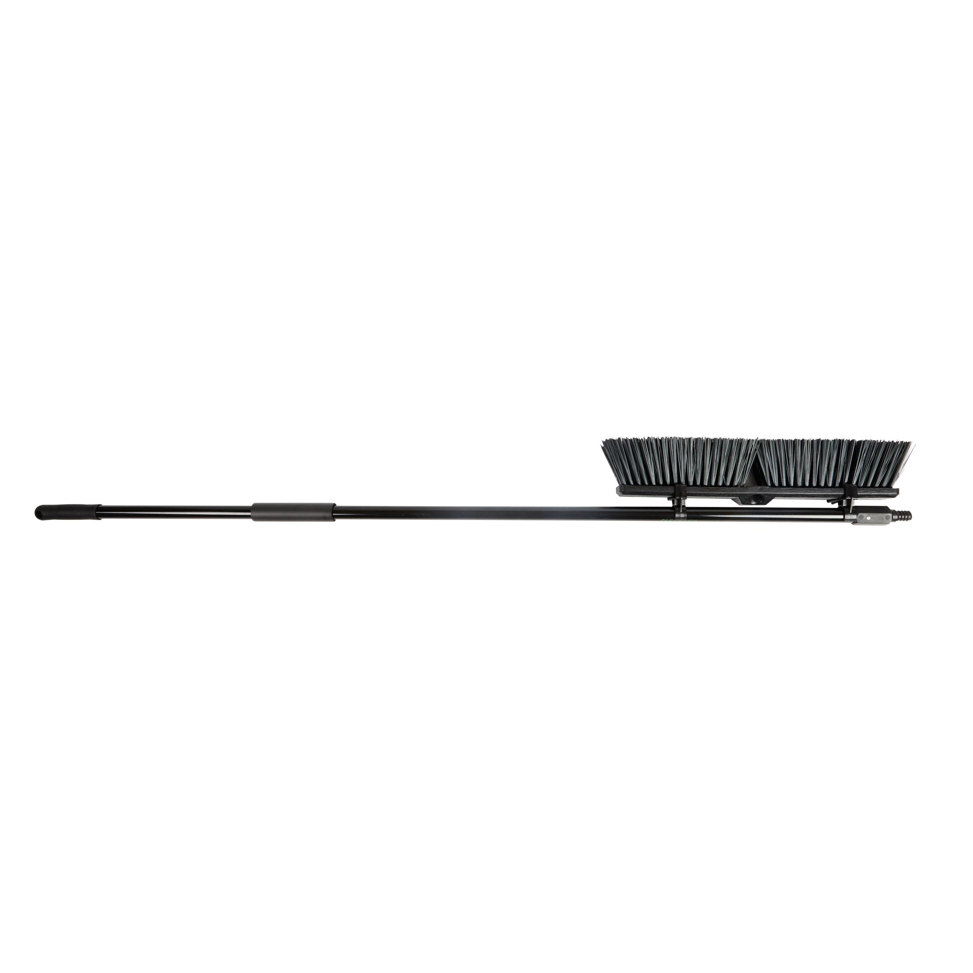 Clean Tek Professional 17 1/4" Black Plastic Push Broom - with Heavy Unflagged Bristles, 59" Steel Handle - 1 count box