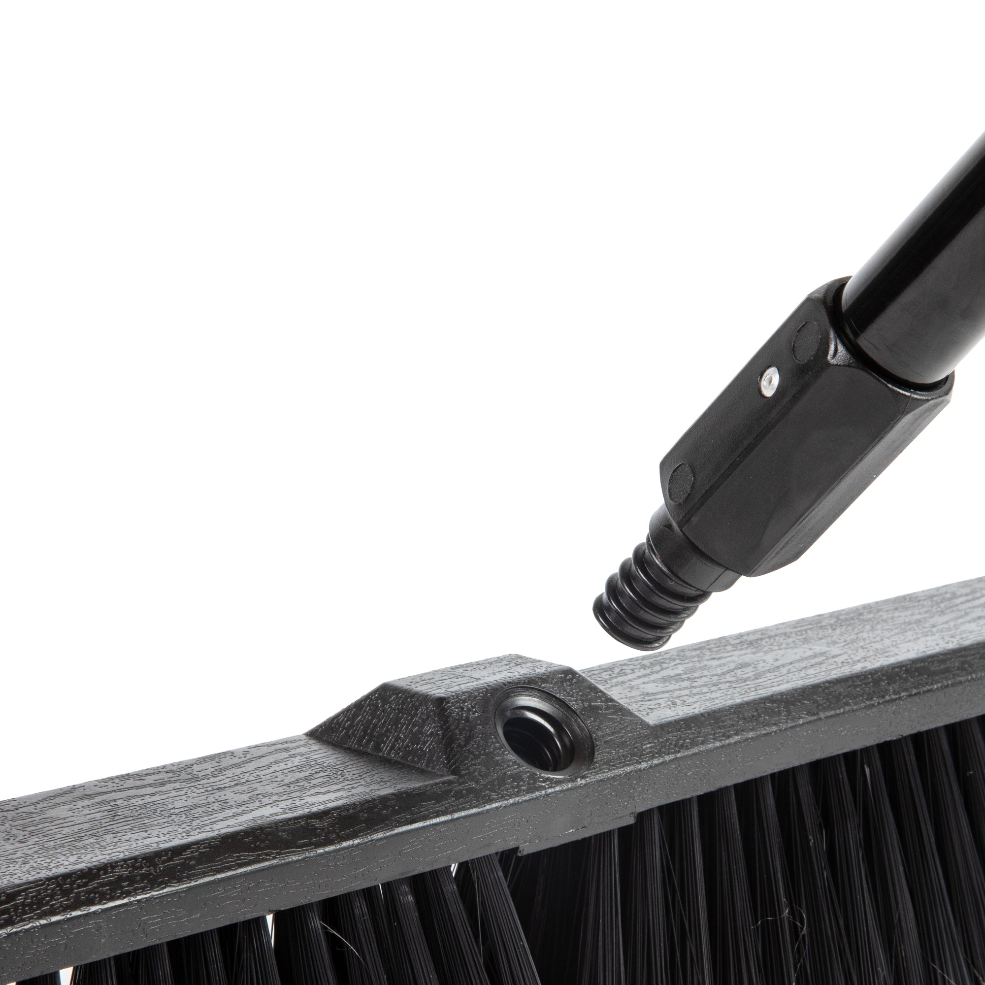 Clean Tek Professional 23 1/2" Black Plastic Push Broom - with Medium Flagged Bristles, 59" Steel Handle - 1 count box