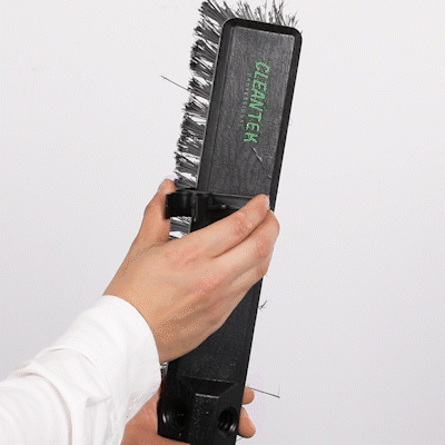 Clean Tek Professional 23 1/2" Black Plastic Push Broom - with Heavy Unflagged Bristles, 59" Steel Handle - 1 count box