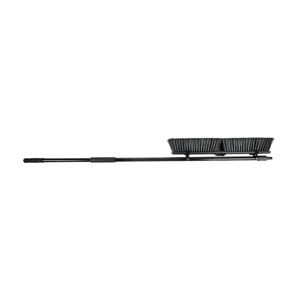 Clean Tek Professional 23 1/2" Black Plastic Push Broom - with Heavy Unflagged Bristles, 59" Steel Handle - 1 count box