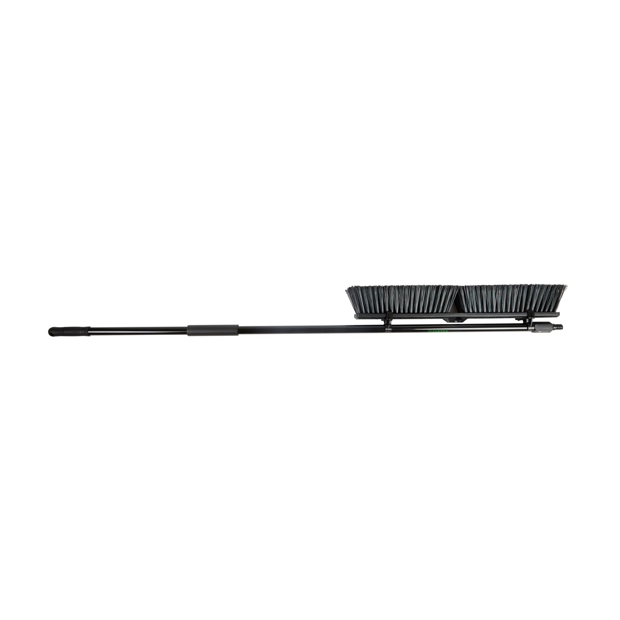 Clean Tek Professional 23 1/2" Black Plastic Push Broom - with Heavy Unflagged Bristles, 59" Steel Handle - 1 count box