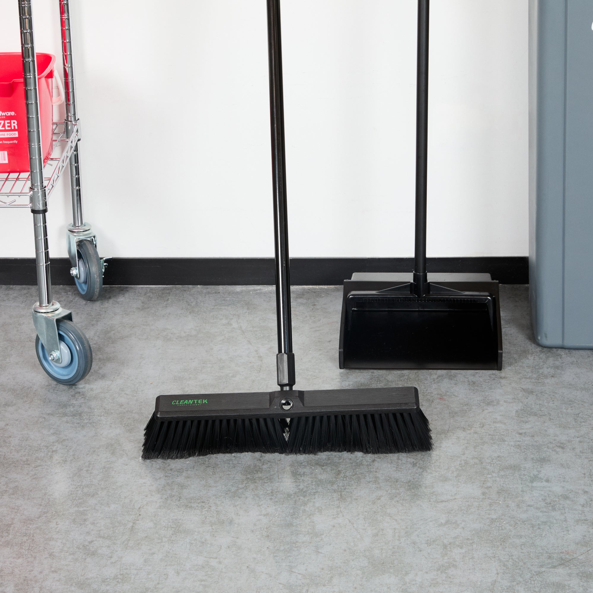 Clean Tek Professional 17 1/4" Black Plastic Push Broom Head - with Fine Flagged Bristles - 1 count box
