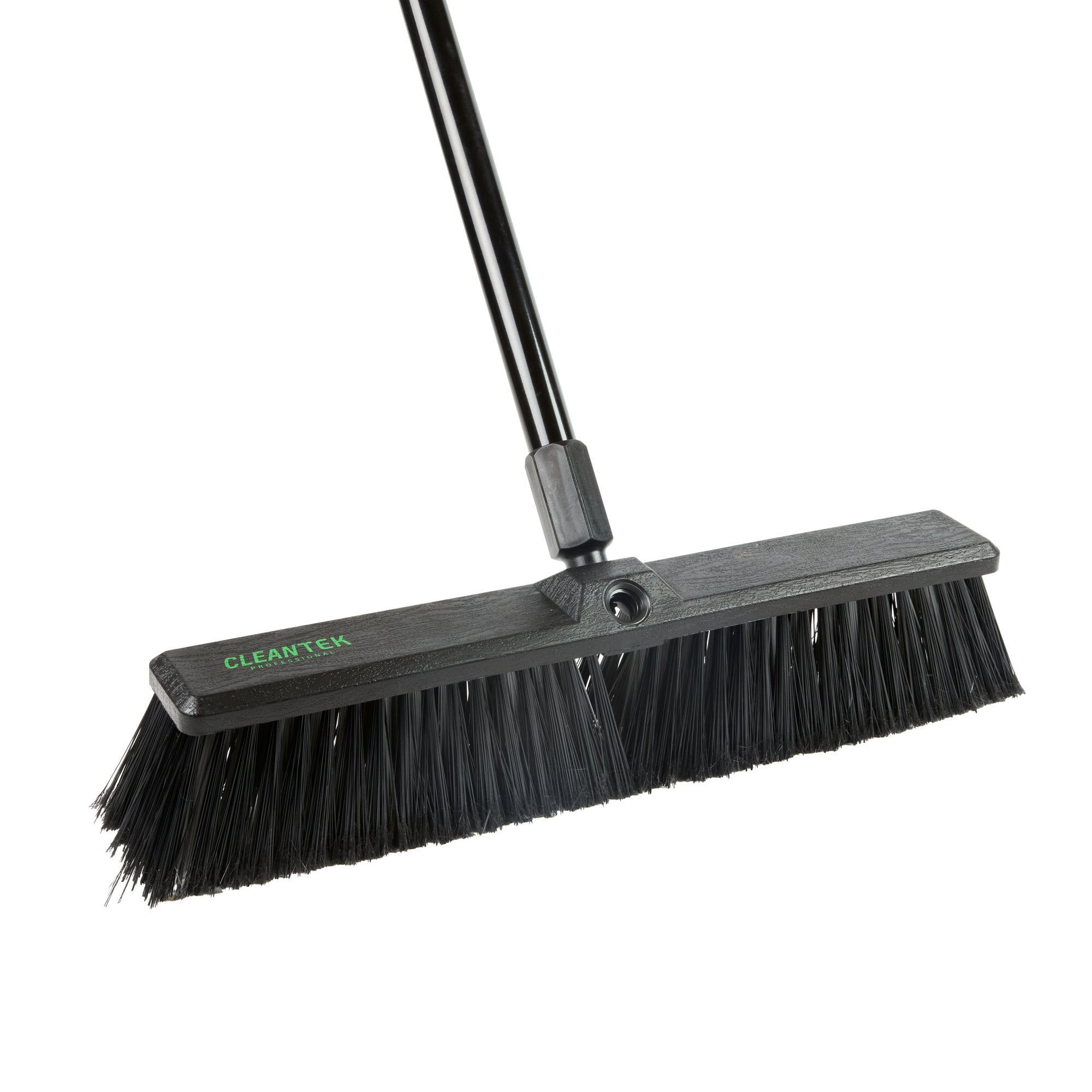 Clean Tek Professional 17 1/4" Black Plastic Push Broom Head - with Medium Flagged Bristles - 1 count box