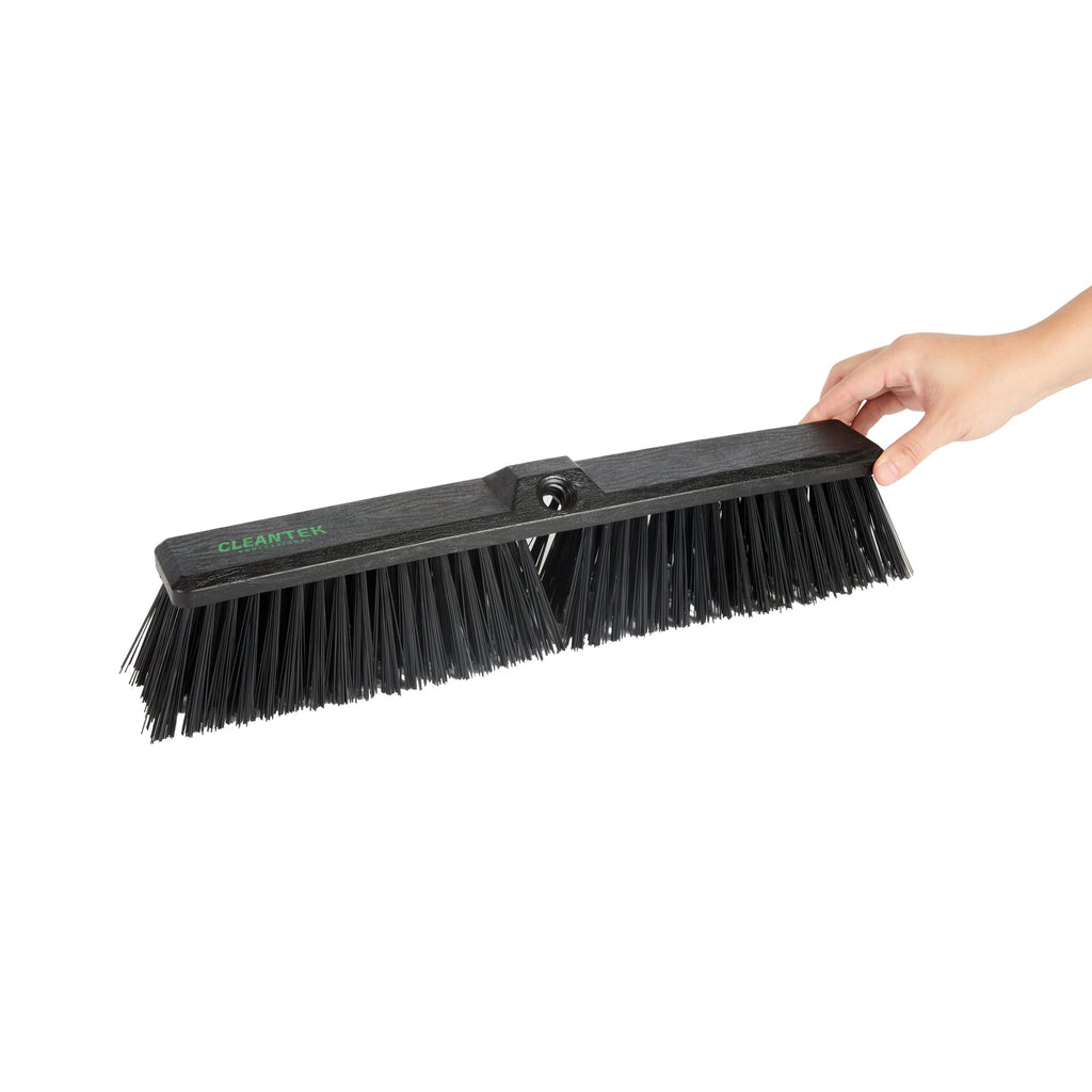 Clean Tek Professional 17 1/4" Black Plastic Push Broom Head - with Heavy Unflagged Bristles - 1 count box