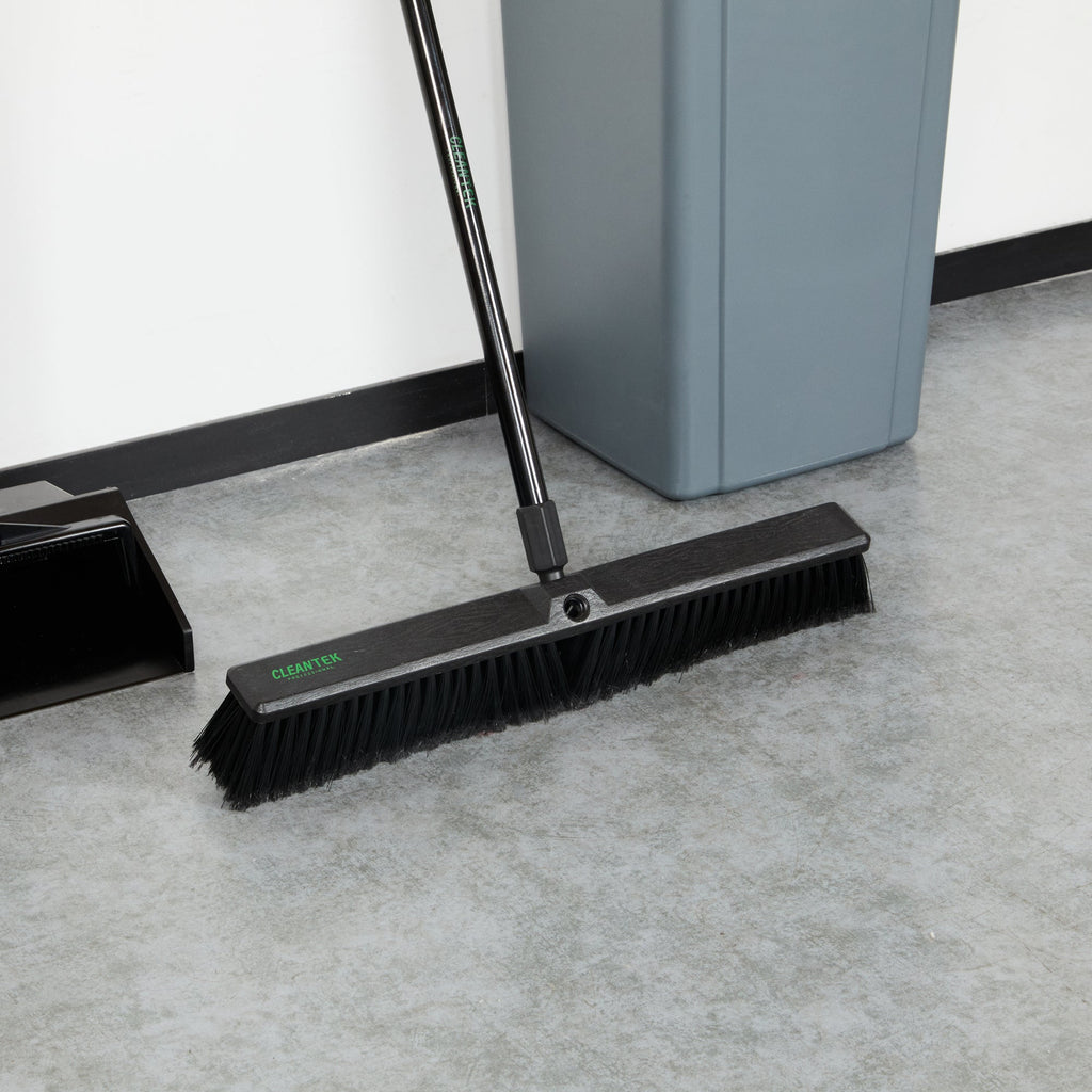 Clean Tek Professional 23 1/2" Black Plastic Push Broom Head - with Fine Flagged Bristles - 1 count box