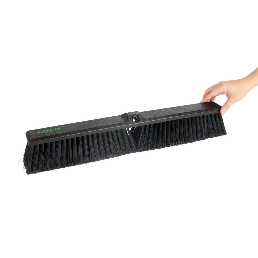 Clean Tek Professional 23 1/2" Black Plastic Push Broom Head - with Fine Flagged Bristles - 1 count box