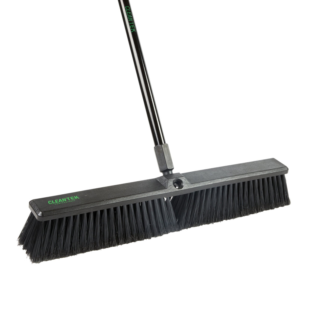 Clean Tek Professional 23 1/2" Black Plastic Push Broom Head - with Fine Flagged Bristles - 1 count box