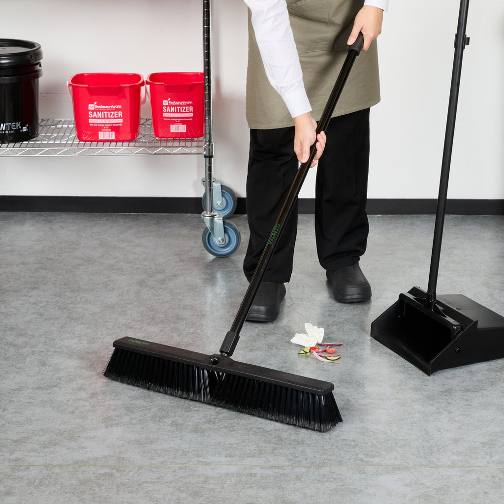 Clean Tek Professional 23 1/2" Black Plastic Push Broom Head - with Fine Flagged Bristles - 1 count box