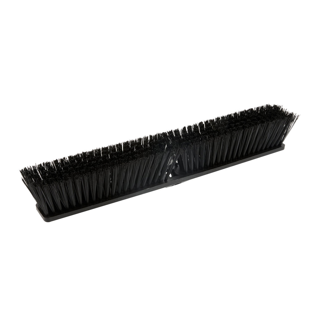 Clean Tek Professional 23 1/2" Black Plastic Push Broom Head - with Heavy Unflagged Bristles - 1 count box