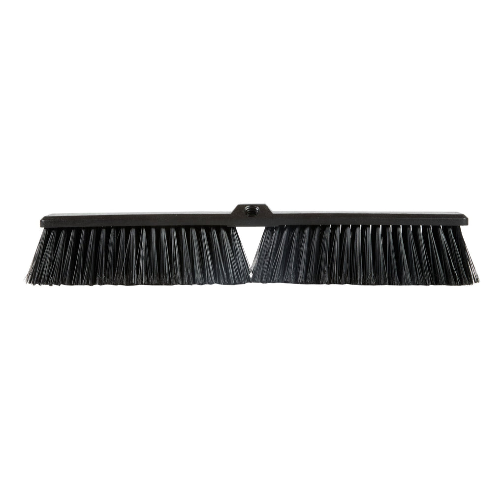Clean Tek Professional 23 1/2" Black Plastic Push Broom Head - with Heavy Unflagged Bristles - 1 count box
