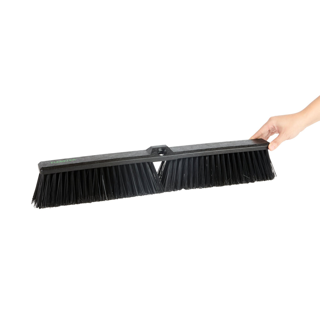 Clean Tek Professional 23 1/2" Black Plastic Push Broom Head - with Heavy Unflagged Bristles - 1 count box