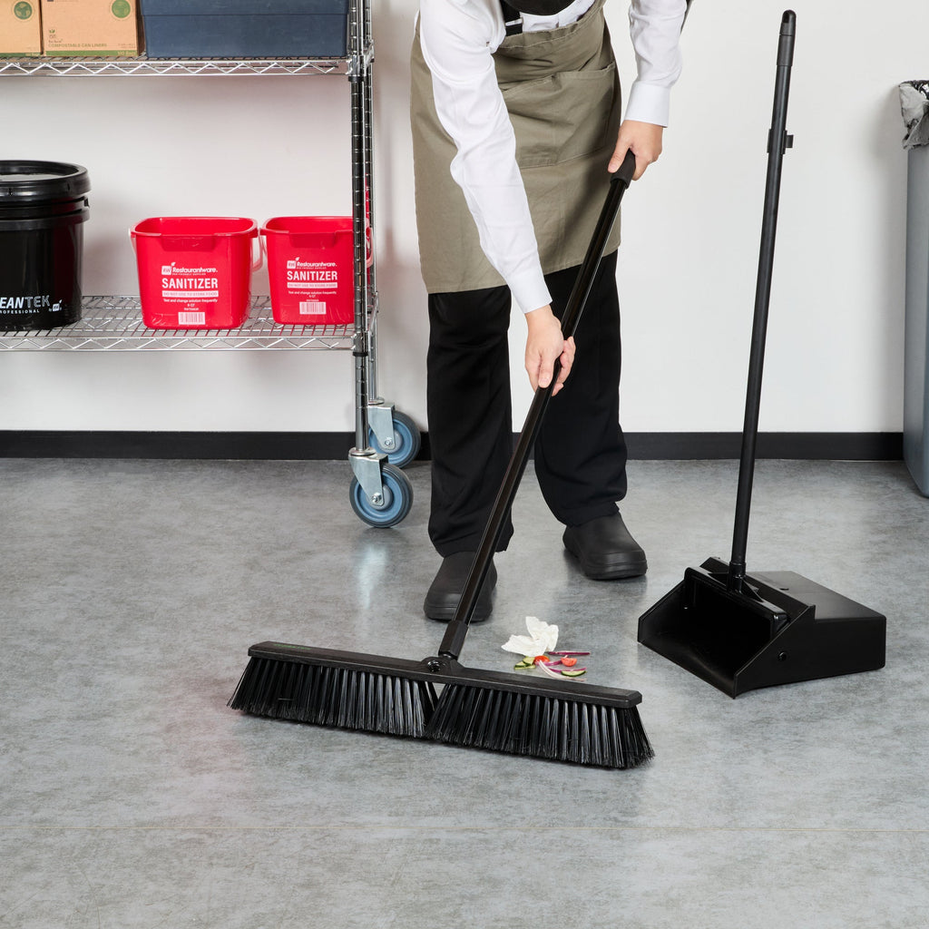 Clean Tek Professional 23 1/2" Black Plastic Push Broom Head - with Heavy Unflagged Bristles - 1 count box