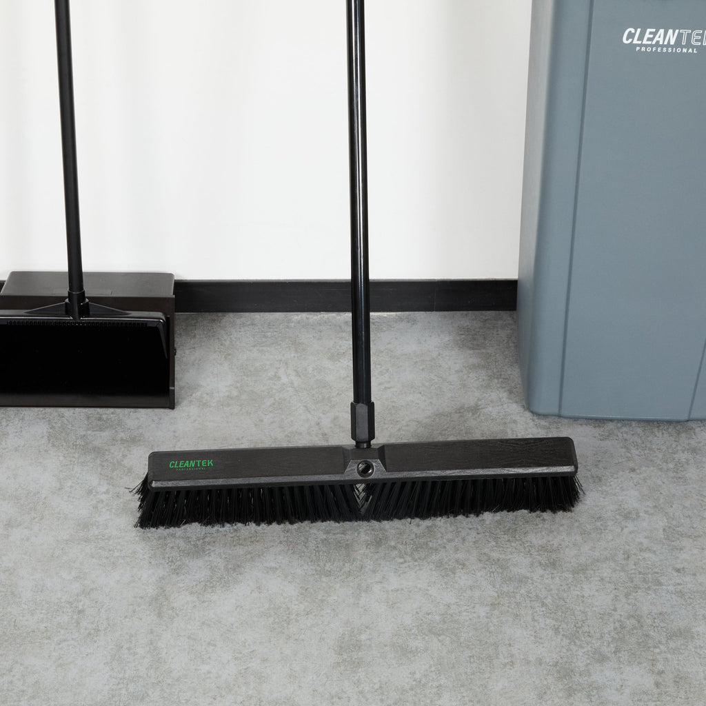 Clean Tek Professional 23 1/2" Black Plastic Push Broom Head - with Heavy Unflagged Bristles - 1 count box