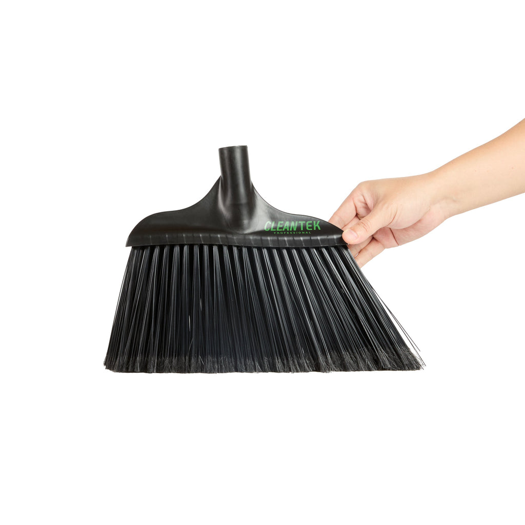 Clean Tek Profesional 13 3/4" Black Plastic Wide Angled Broom Head - with Flagged Bristles - 1 count box