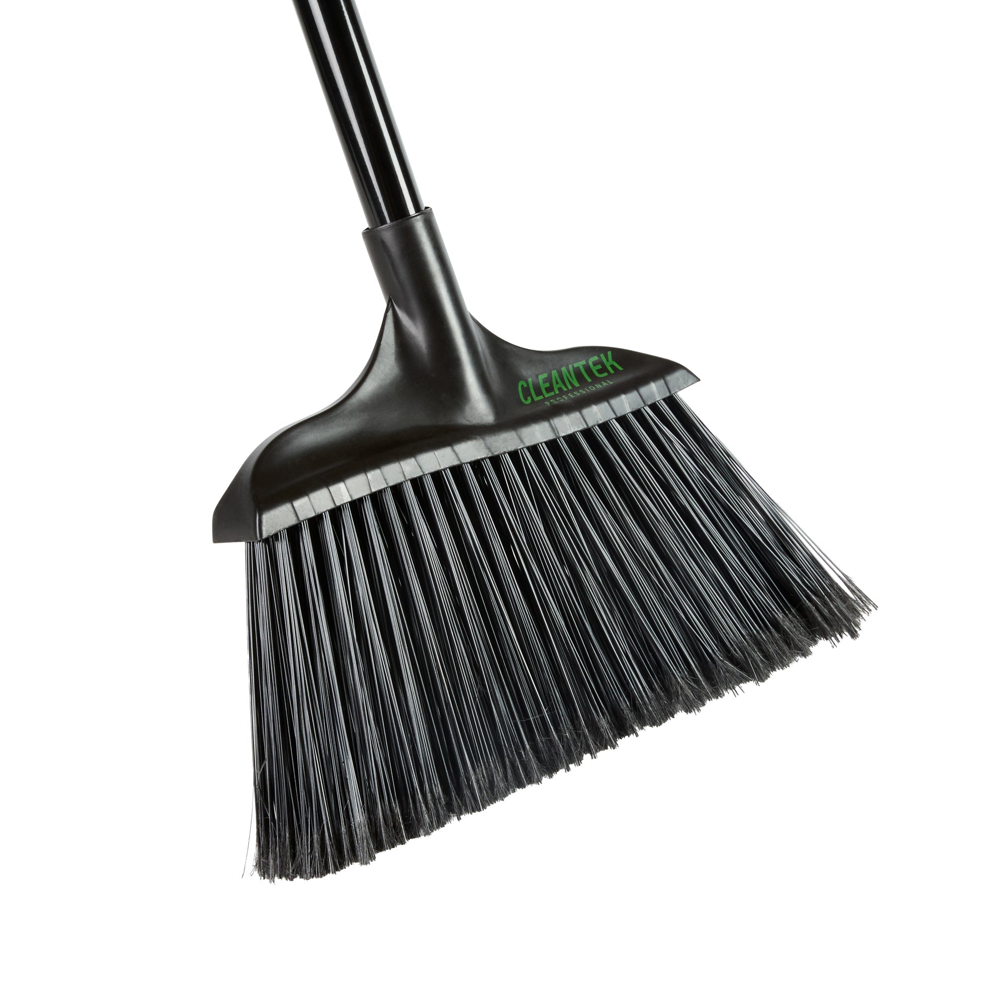 Clean Tek Profesional 13 3/4" Black Plastic Wide Angled Broom Head - with Flagged Bristles - 1 count box