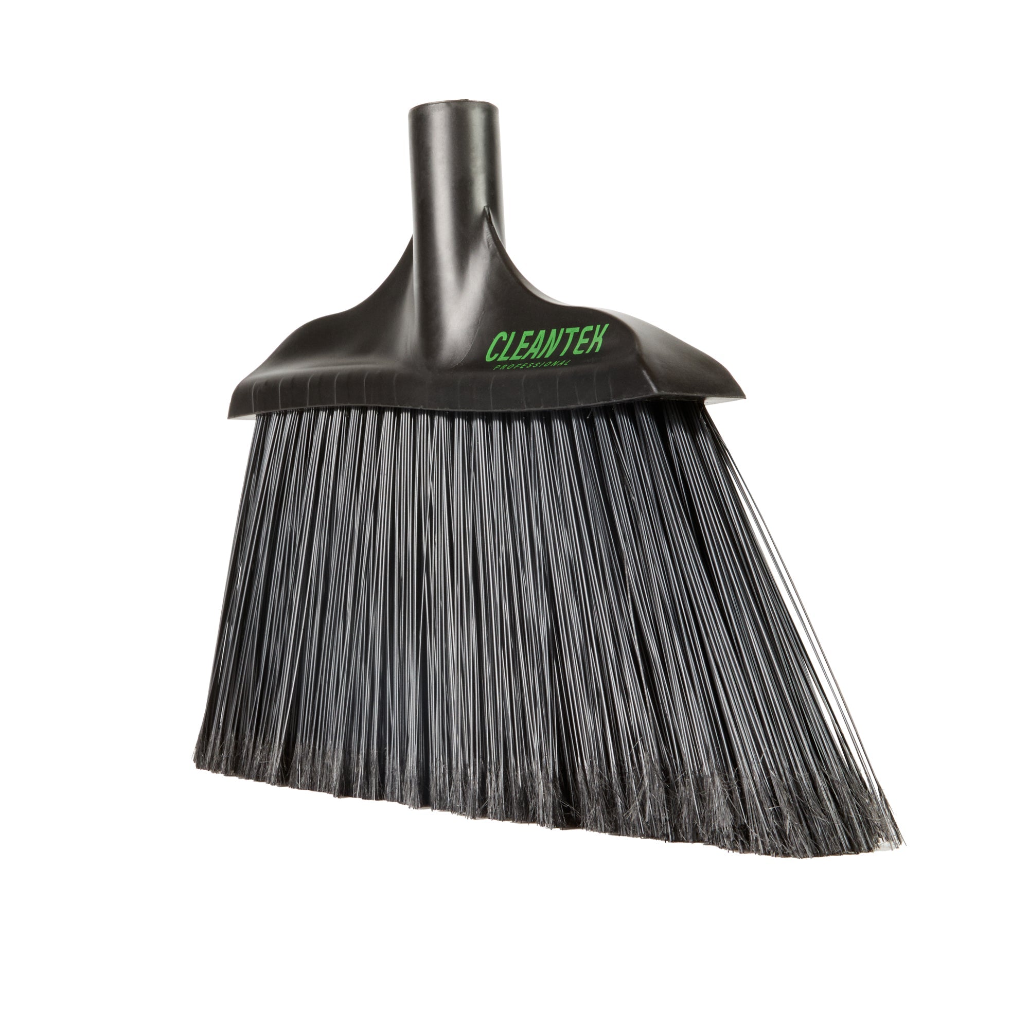 Clean Tek Profesional 13 3/4" Black Plastic Wide Angled Broom Head - with Flagged Bristles - 1 count box