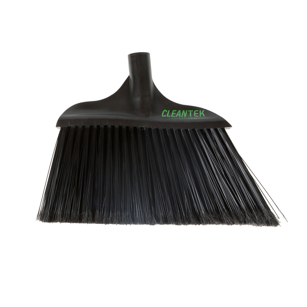 Clean Tek Profesional 13 3/4" Black Plastic Wide Angled Broom Head - with Flagged Bristles - 1 count box