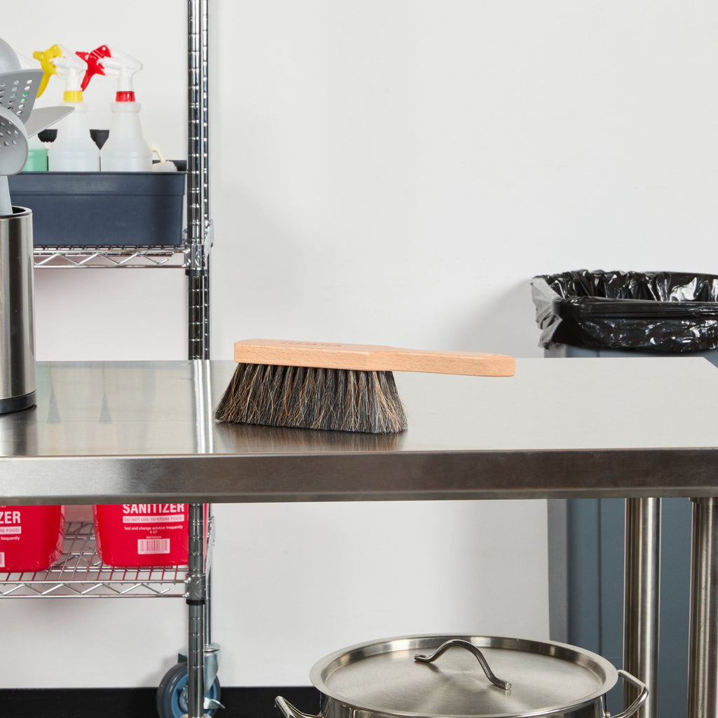 Clean Tek Professional 12" Wood Counter Brush - with Unflagged Horsehair Bristles - 1 count box