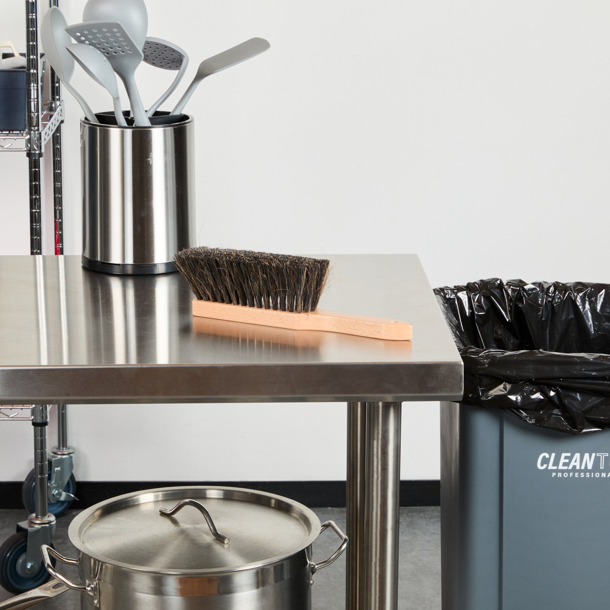 Clean Tek Professional 12" Wood Counter Brush - with Unflagged Horsehair Bristles - 1 count box