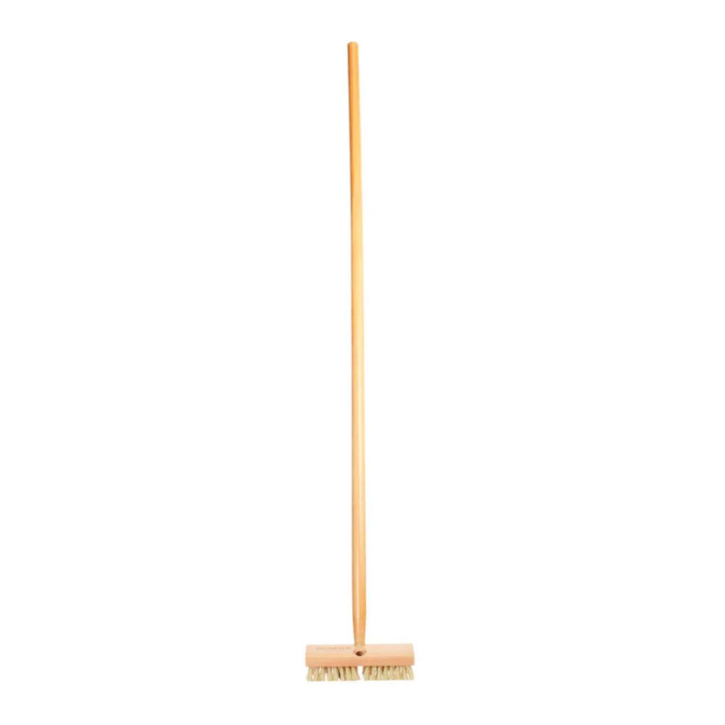 Clean Tek Professional 8" Wood Deck Scrub Brush - with Stiff Bristles, 60" Wood Handle - 1 count box