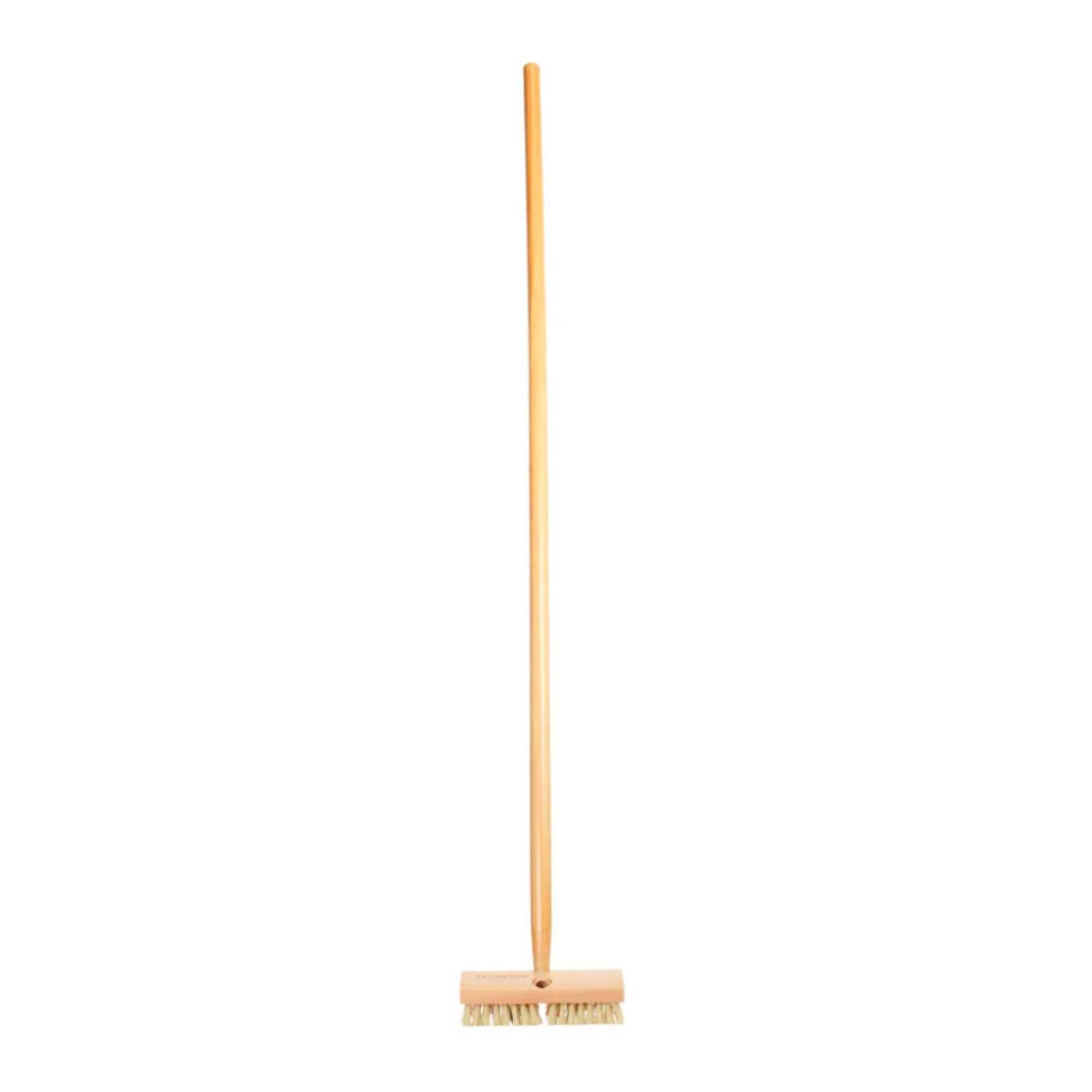 Clean Tek Professional 8" Wood Deck Scrub Brush - with Stiff Bristles, 60" Wood Handle - 1 count box