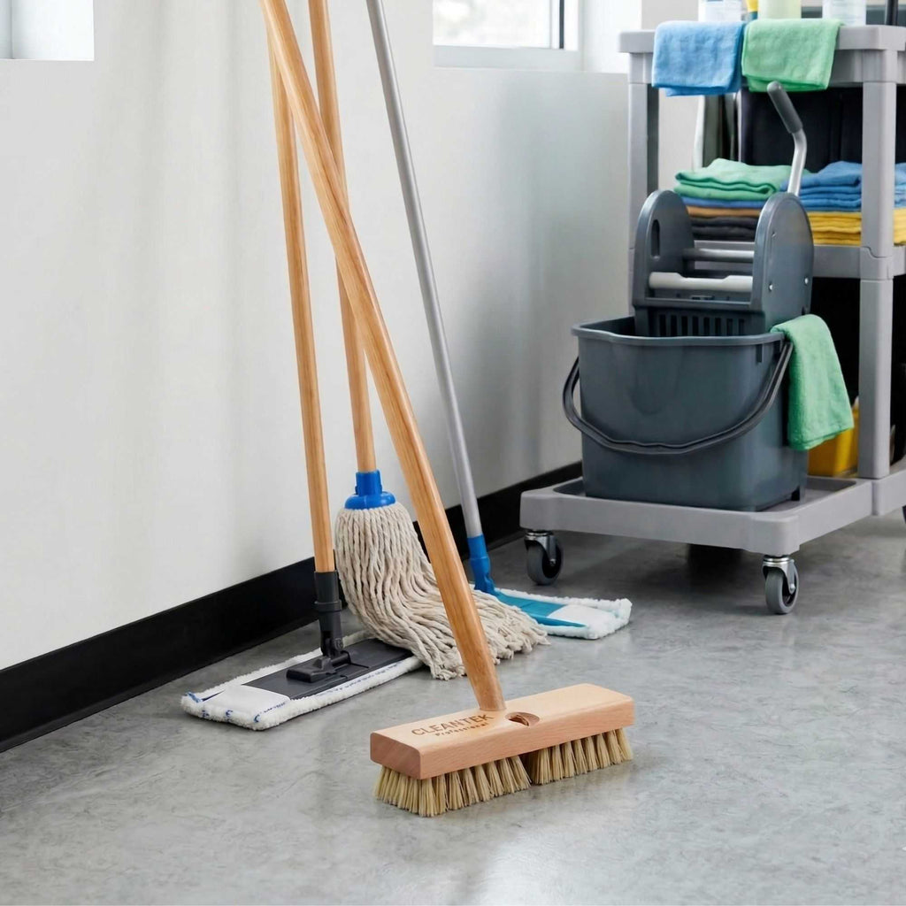 Clean Tek Professional 8" Wood Deck Scrub Brush Head - with Stiff Bristles - 1 count box