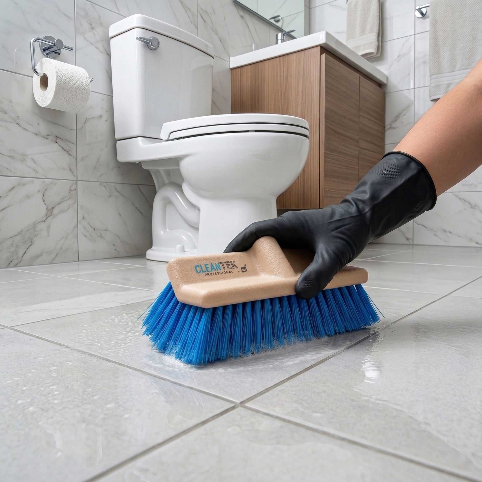 Clean Tek Professional 9 1/2" Beige Bi-Level Floor Scrub Brush Head - with Stiff Bristles - 1 count box