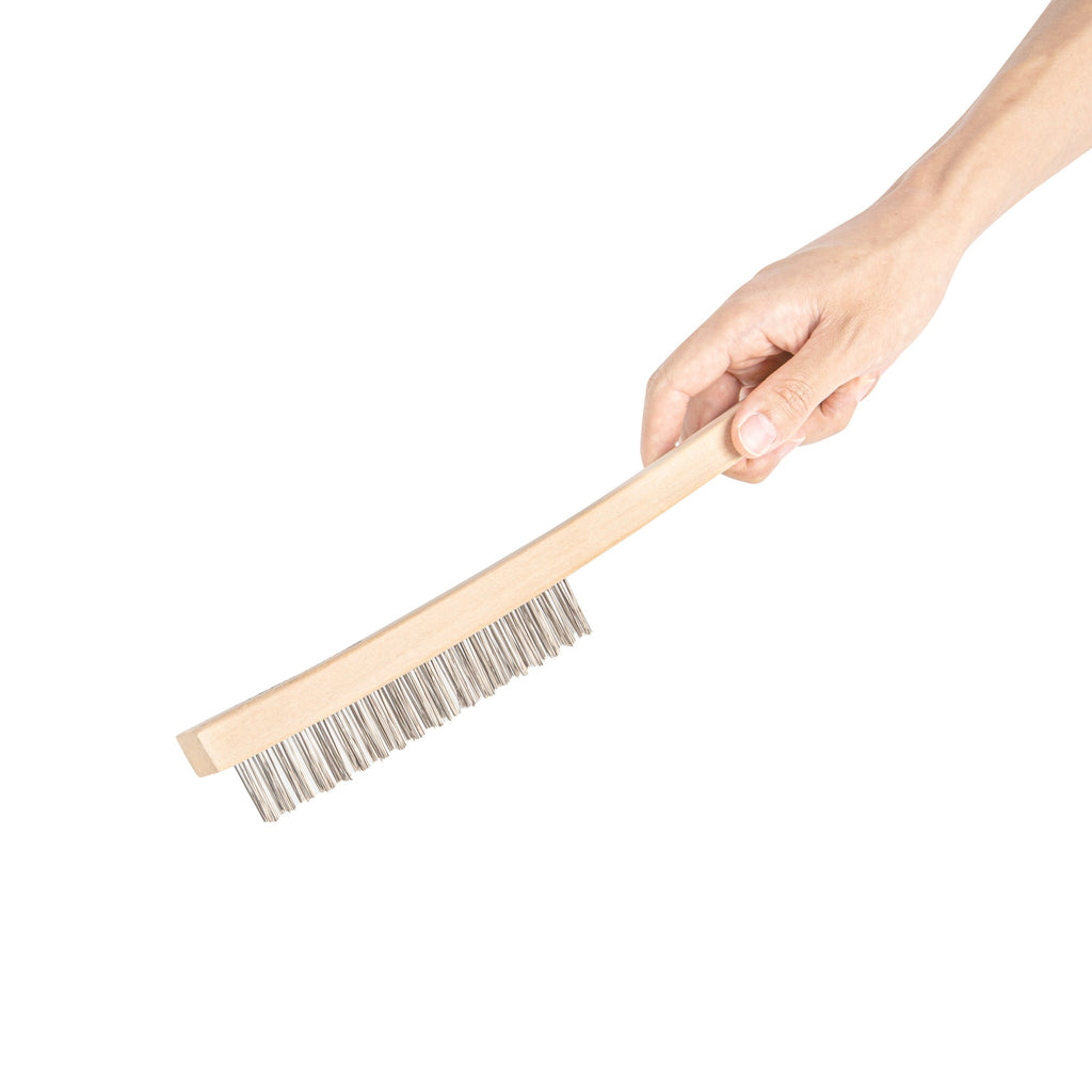 Clean Tek Professional 13 3/4" Stainless Steel Wire Bristle Grill / Oven Brush - with Curved Handle - 1 count box