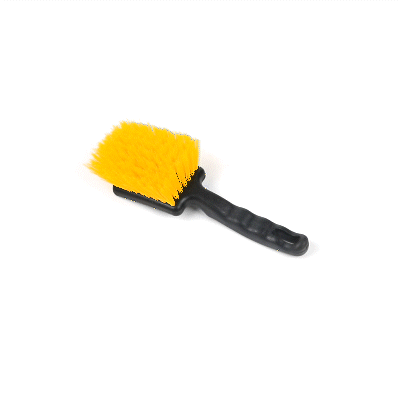 Clean Tek Professional 10 1/4" Black Plastic Utility Scrub Brush - with Yellow Bristles - 1 count box