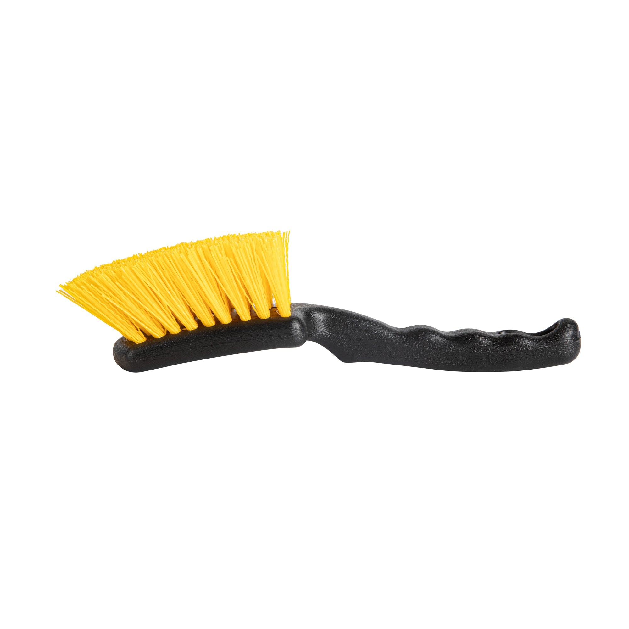 Clean Tek Professional 10 1/4" Black Plastic Utility Scrub Brush - with Yellow Bristles - 1 count box