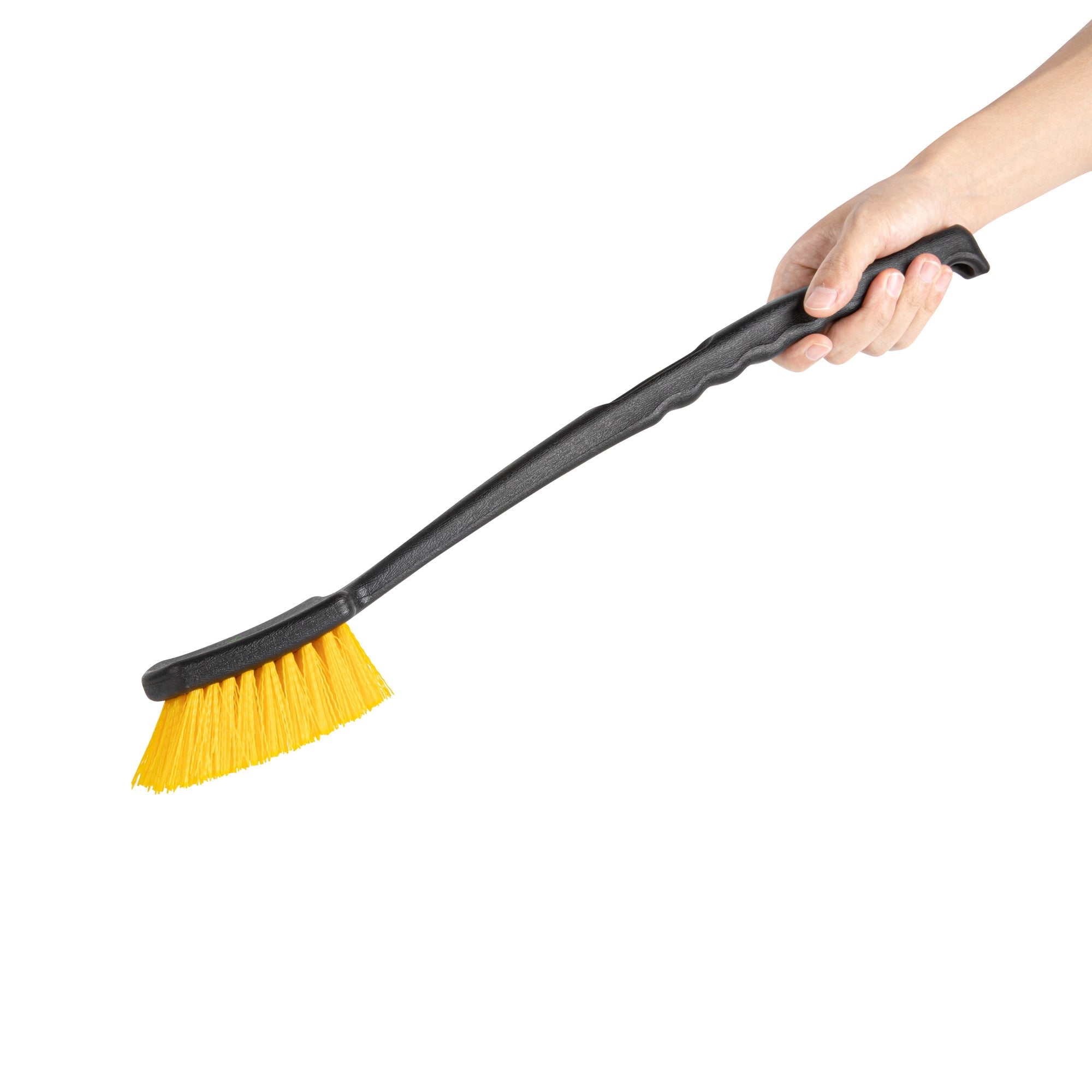 Clean Tek Professional 20 1/2" Black Plastic Utility Scrub Brush - with Yellow Bristles - 1 count box
