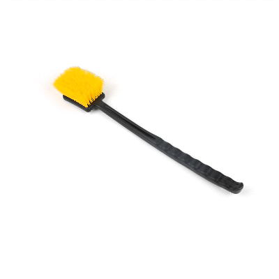Clean Tek Professional 20 1/2" Black Plastic Utility Scrub Brush - with Yellow Bristles - 1 count box