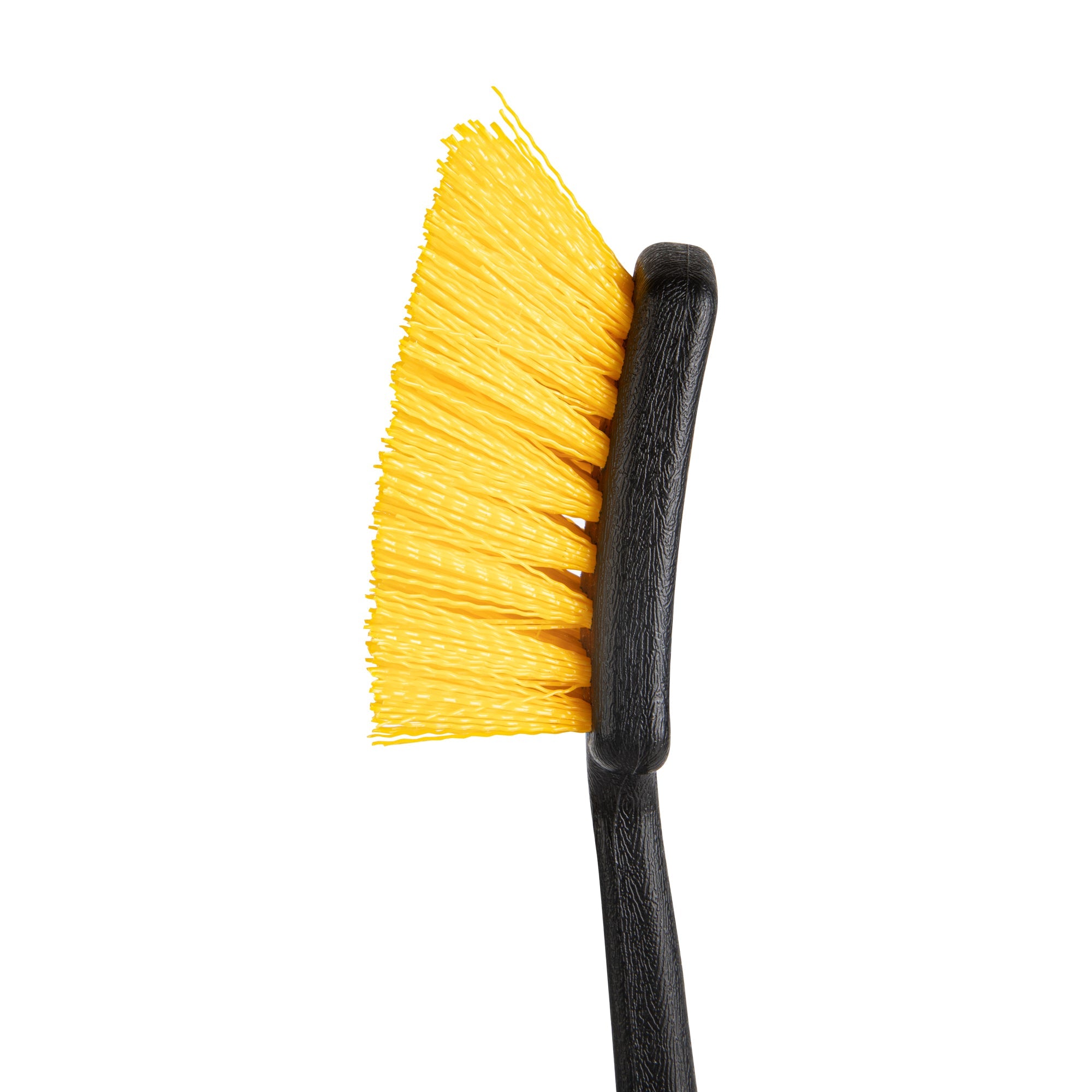 Clean Tek Professional 20 1/2" Black Plastic Utility Scrub Brush - with Yellow Bristles - 1 count box