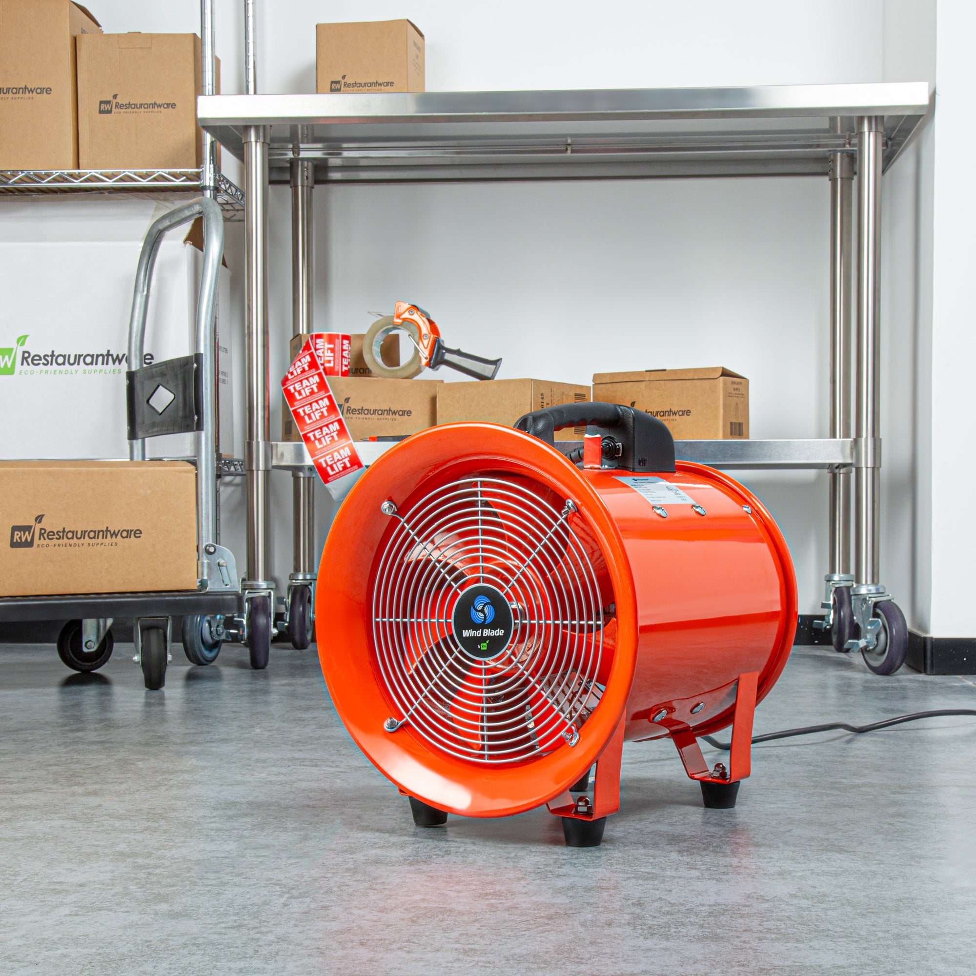 Wind Blade Round Red Steel Portable High Velocity Ventilator Fan - 1/2 HP,1,960 CFM - 14'' x 13 1/2'' x 16 3/4'' - 1 count box