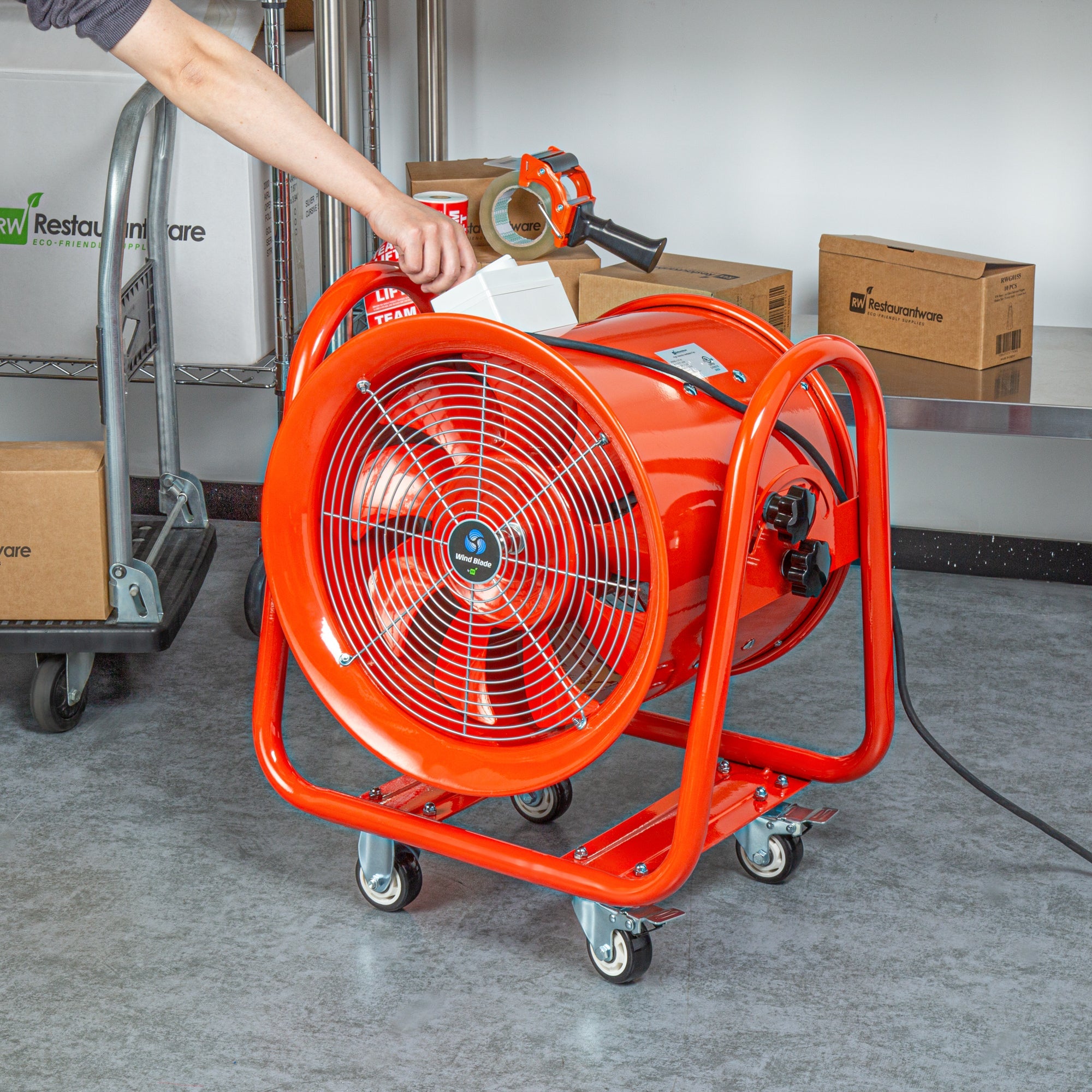 Wind Blade Red Portable High Velocity Ventilator Fan - Tilt Head, 1 3/4 HP, 4,643 CFM - 16" - 1 count box