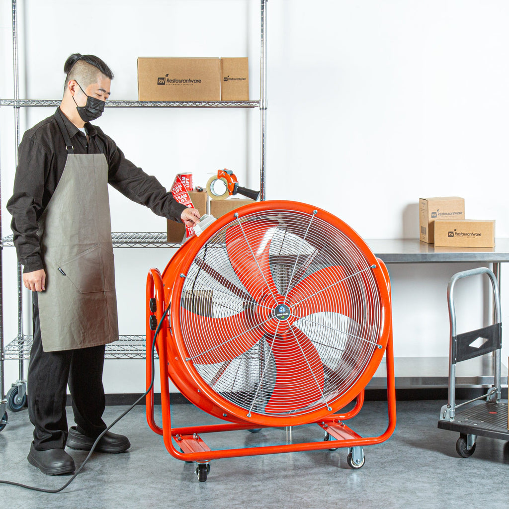 Wind Blade Red Portable High Velocity Ventilator Drum Fan - Tilt Head, 3/4 HP, 9,286 CFM - 32" - 1 count box