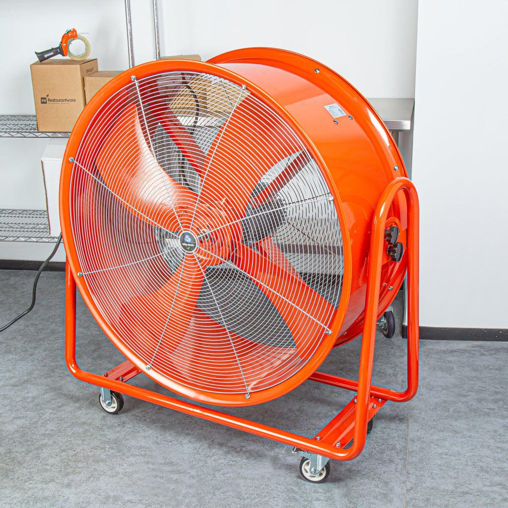 Wind Blade Red Portable High Velocity Ventilator Drum Fan - Tilt Head, 1 1/2 HP, 15,357 CFM - 42" - 1 count box
